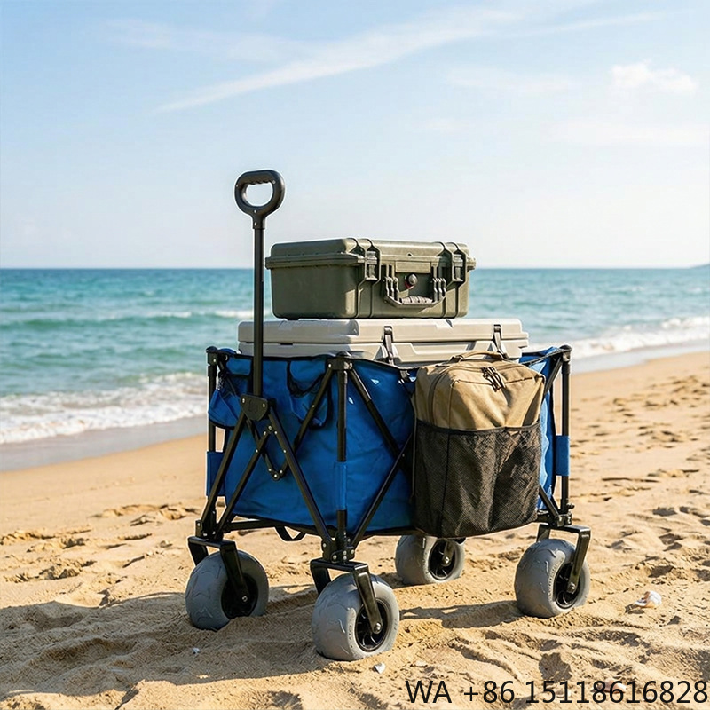Outdoor Camping Folding Table - Gerobak Pantai Lipat Berbahan Logam dengan