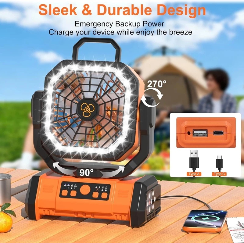 Outdoor Camping Misting Fan - Kipas Pendingin Portabel Multifungsi 20000mAh, Kipas