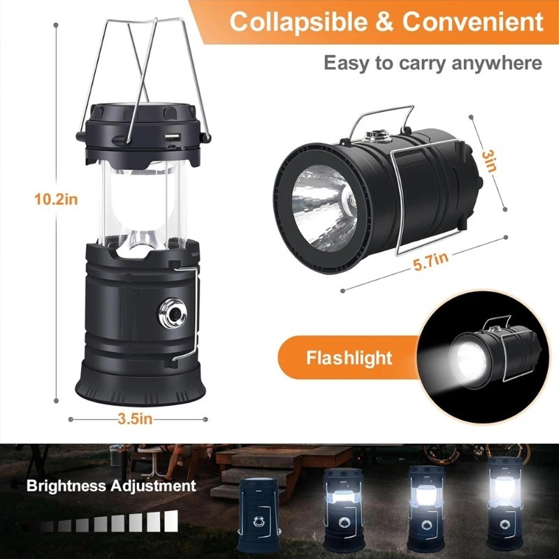 Camping Solar Lantern - Lampu Tenda Tenaga Surya, Dapat Diisi