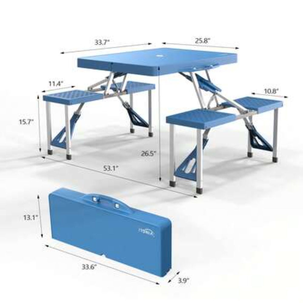 Set Meja Piknik Lipat 4 Kaki d - Outdoor Camping Folding Table ulasan dan harga