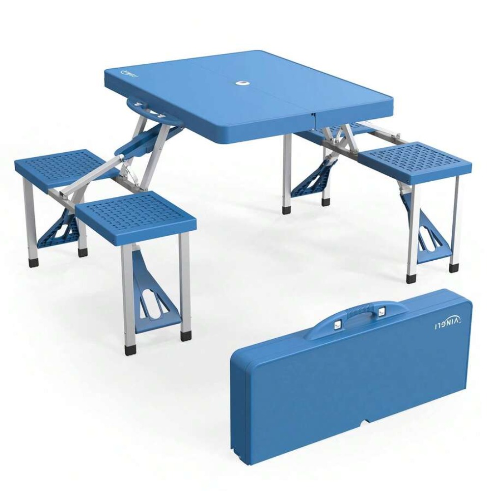 Set Meja Piknik Lipat 4 Kaki d - Outdoor Camping Folding Table ulasan dan harga