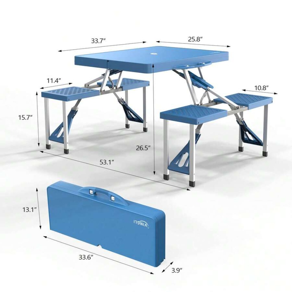 Set Meja Piknik Lipat 4 Kaki d - Outdoor Camping Folding Table ulasan dan harga