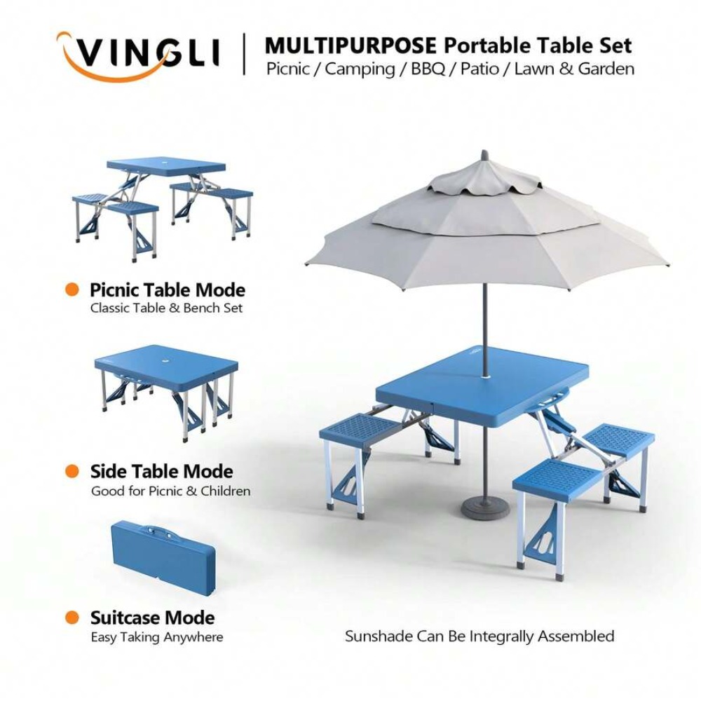 Set Meja Piknik Lipat 4 Kaki d - Outdoor Camping Folding Table ulasan dan harga