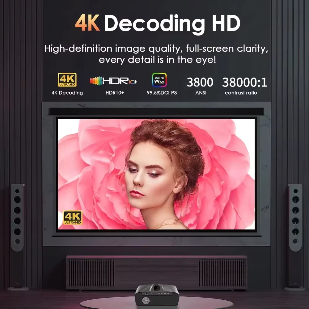Proyektor 4K 3800 ANSI Android - Outdoor Camping Tv ulasan dan harga