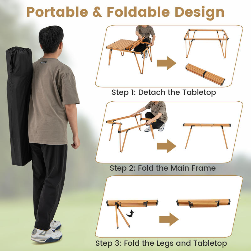 Meja Piknik Lipat Tunggal 93 x - Outdoor Camping Folding Table ulasan dan harga